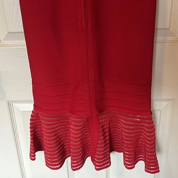 NWT $1690 Herve Leger Fluted Metallic-Trimmed Bandage Midi Dress size M - Picture 13 of 17